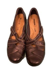 Clarks Black Leather Mary Janes Comfort Shoes Hook Loop Womens 10 M